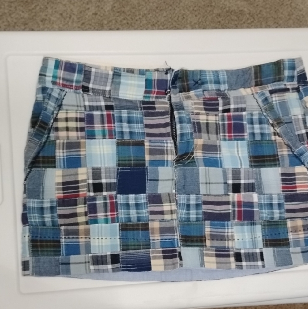 American Eagle Outfitters Blue Cream Cargo Mini Skirt